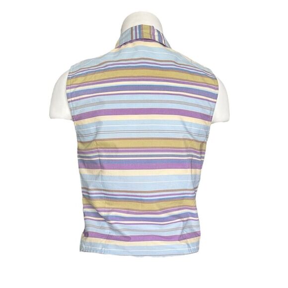 Ann Taylor Women’s Multicolor Striped‎ Sleeveless Button-Up Shirt Size 6 - Picture 3 of 5